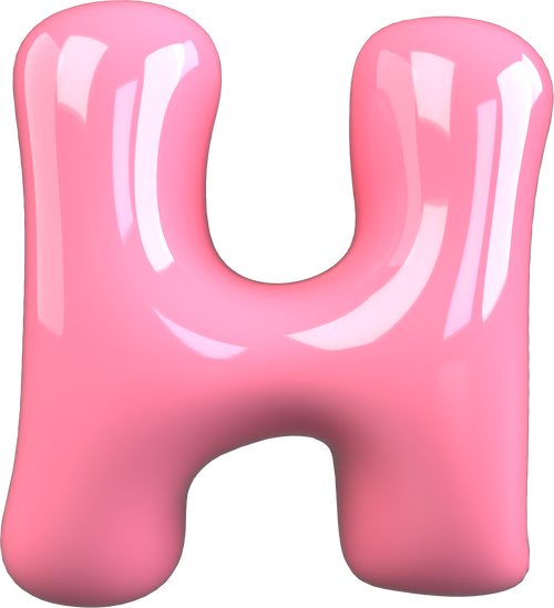 Pink 3D Bubble Gum Uppercase Letter H